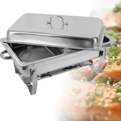 Chafing dish, buffet-madvarmer, 7,5 L, rustfrit stål, professionelt sæt, sølv Discount