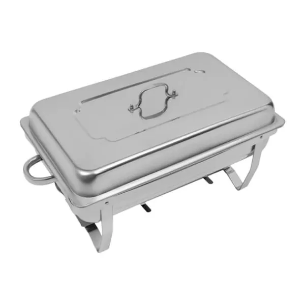 Madopvarmere>Chafing Dish Buffetsæt - Rektangulær Madvarmer - 2-pak - Rustfrit Stål - Til Catering - Sølv