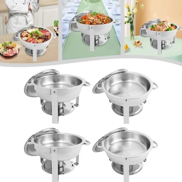Tilbehør Til Madservering>Chafing Dish Buffetsæt - Varmeholder - 4 dele - 4,5 L pr. beholder - Til fester & bryllupper - Guld