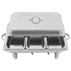 Chafing Dish, 3-kompartment, Justerbar Opvarmning/Køling,Sølv Hot