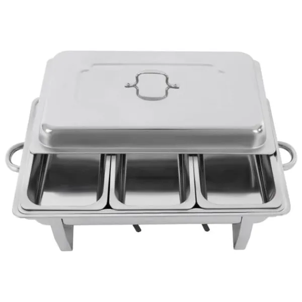 Chafing Dish, 3-kompartment, Justerbar Opvarmning/Køling,Sølv Hot