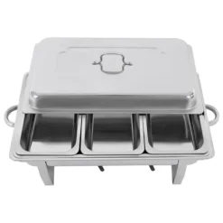 Chafing Dish, 3-kompartment, Justerbar Opvarmning/Køling,Sølv Hot