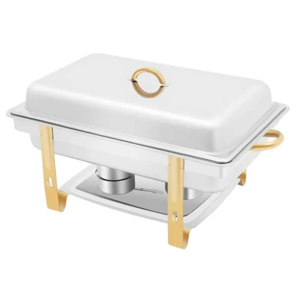 Madopvarmere>Chafing Dish, 9L Kapacitet, Premium Rustfrit Stål,Sølv og Guld