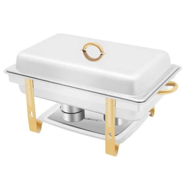 Madopvarmere>Chafing Dish, 9L Kapacitet, Premium Rustfrit Stål,Sølv og Guld