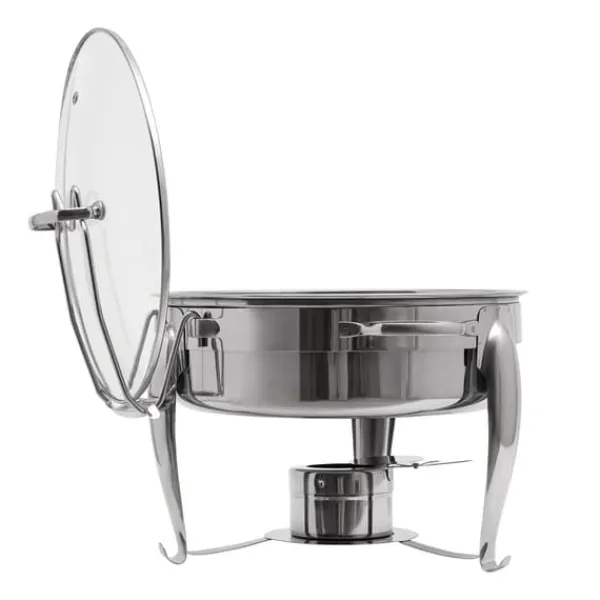 Chafing Dish, 6L Kapacitet, Rustfrit Stål Konstruktion, Glaslåg, Alkoholvarmer, Ideel til Sammenkomster Online