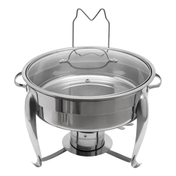 Chafing Dish, 6L Kapacitet, Rustfrit Stål Konstruktion, Glaslåg, Alkoholvarmer, Ideel til Sammenkomster Online