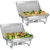 Chafing Dish, 9L Kapacitet, Holdbar Rustfrit Stål Konstruktion,Sølv 2PCS Sale