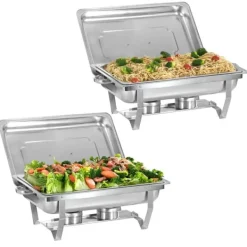 Chafing Dish, 9L Kapacitet, Holdbar Rustfrit Stål Konstruktion,Sølv 2PCS Sale