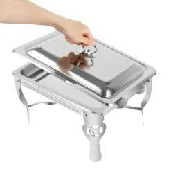 Tilbehør Til Madservering>Chafing dish, madvarmer i rustfrit stål, sølv, til buffet, catering og storkøkken