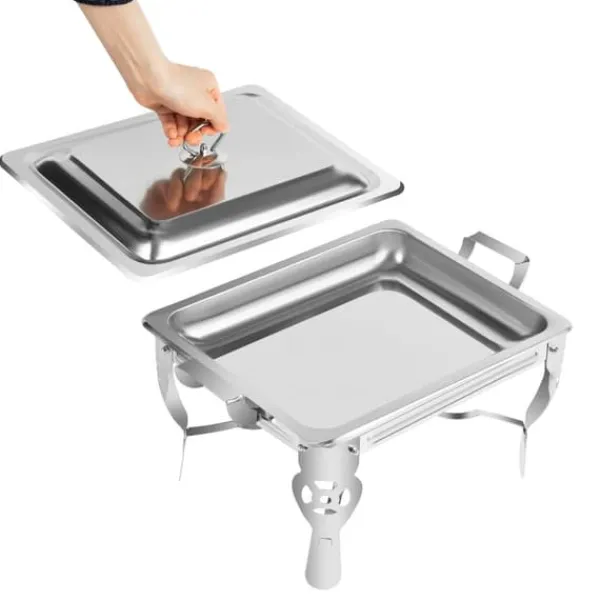 Tilbehør Til Madservering>Chafing dish, madvarmer i rustfrit stål, sølv, til buffet, catering og storkøkken