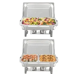 Madopvarmere>Chafing Dish, Rustfrit Stål, Alsidige Rumindstillinger,2 Pakke
