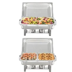 Madopvarmere>Chafing Dish, Rustfrit Stål, Alsidige Rumindstillinger,2 Pakke