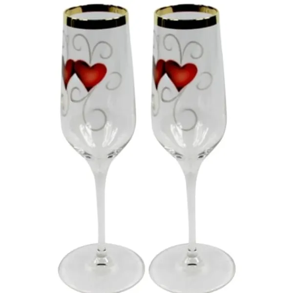 Champagne Glass Golden Ink Heart, 2-pack - Nybro