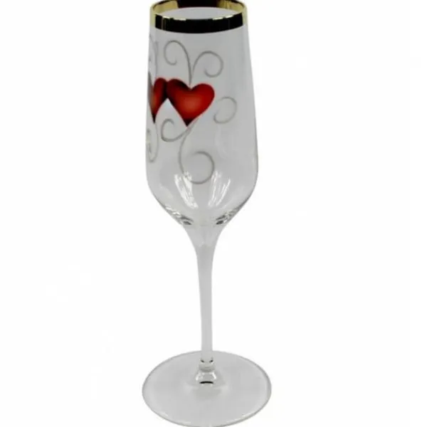 Champagne Glass Golden Ink Heart, 2-pack - Nybro