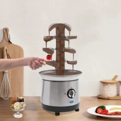 Chokoladefontæne - GTH-001E-2 - 4 Niveauer - 430 Rustfrit Stål - Chokoladesmelter 1,2 L - 150–190 W, 220–240 V 50 Hz Discount