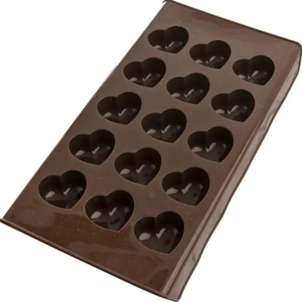 Chokoladepralineform, brun silikoneform, SILLINIE hjerte, ORION 151744 Best