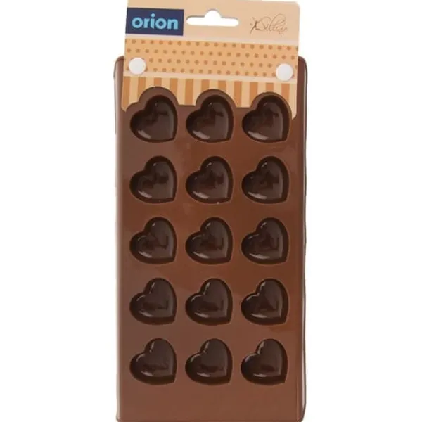 Chokoladepralineform, brun silikoneform, SILLINIE hjerte, ORION 151744 Best