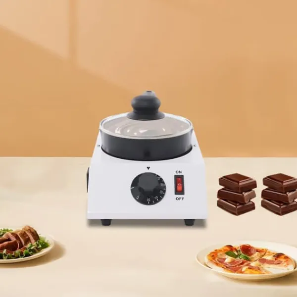 Chokoladesmelter - Enkel gryde - 30–85°C Justerbar - 1 kg kapacitet - 14 cm keramisk non-stick gryde - 40 W - EU-stik 220–230V - Sort/Hvid Clearance