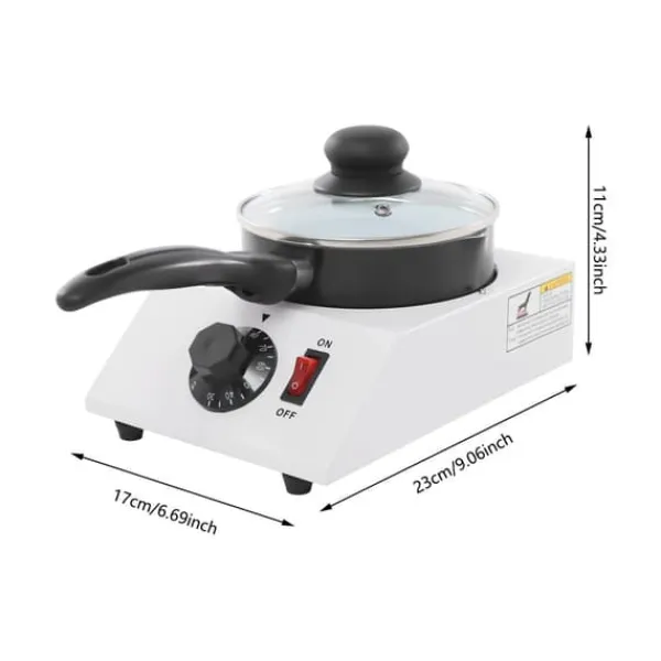 Chokoladesmelter - Enkel gryde - 30–85°C Justerbar - 1 kg kapacitet - 14 cm keramisk non-stick gryde - 40 W - EU-stik 220–230V - Sort/Hvid Clearance