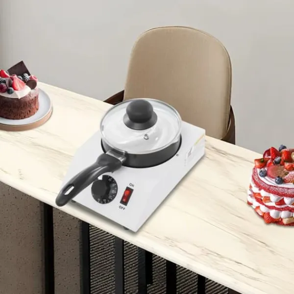 Chokoladesmelter - Enkel gryde - 30–85°C Justerbar - 1 kg kapacitet - 14 cm keramisk non-stick gryde - 40 W - EU-stik 220–230V - Sort/Hvid Clearance