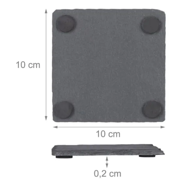 Bordskånere Til Glas>Coaster-sæt, 0,2x10x10 cm, Grå