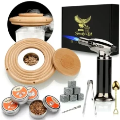 Barudstyrssæt>Cocktail Røge Kit, Fakkel Inkluderet, 4 Træflis, , Beech with torch