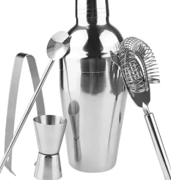 Cocktail Shaker Sæt - Rustfrit Stål Sølv 5 Dele Best