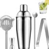 Barudstyrssæt>Cocktail Shaker Sæt - Rustfrit Stål Sølv 5 Dele