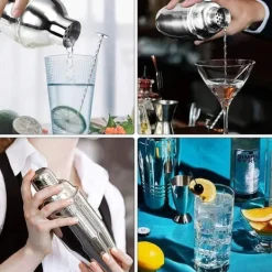 Cocktail Shaker Sæt - Rustfrit Stål Sølv 5 Dele Best