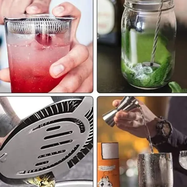 Cocktail Shaker Sæt - Rustfrit Stål Sølv 5 Dele Best