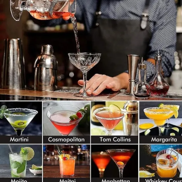 Cocktail Shaker Sæt - Rustfrit Stål Sølv 5 Dele Best