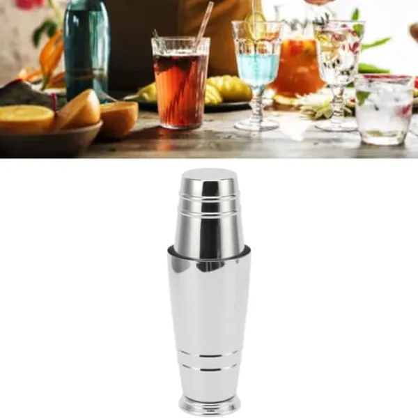 Cocktailshakers & Drinkudstyr>Cocktailmixer 304 rustfrit stål blank med bund opvaskemaskinesikker Boston shaker til hjemmebar sølv