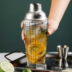 Cocktailshakers & Drinkudstyr>Cocktailshaker med drikkeopskrift 400 ml shaker glas rustfrit stål