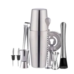 Barudstyrssæt>Cocktailsæt Dobbelt shaker 750ml Rustfrit stål Sølv 10 dele