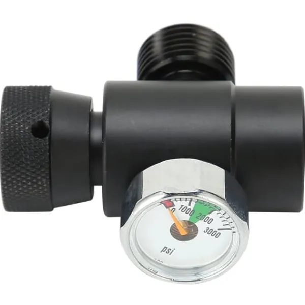 CO2-flaskepåfyldningsadapterstik CGA320 // TR21-4 ASA 3000psi trykmåler sort New