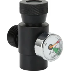 CO2-flaskepåfyldningsadapterstik CGA320 // TR21-4 ASA 3000psi trykmåler sort New