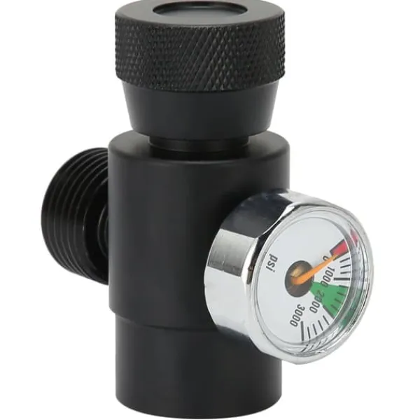 CO2-flaskepåfyldningsadapterstik CGA320 // TR21-4 ASA 3000psi trykmåler sort New