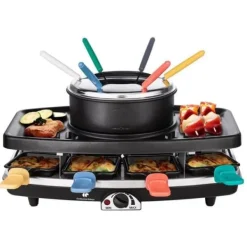 Continental Edison FD12881 Raclette och Fondue 8 personer - Svart Outlet