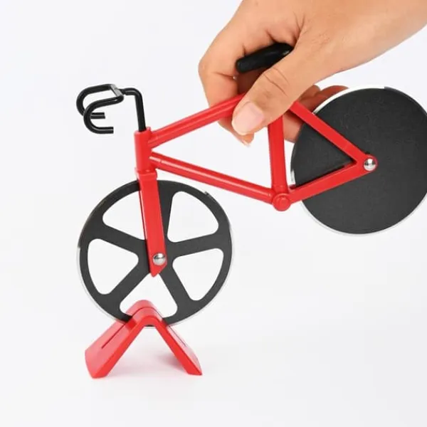 Cykel Form Design Pizza Skærer Køkkenredskab PP + Rustfrit Stål Pizza Skæreværktøj - Blå Online