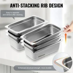 Dampbordsbakke, 1/3 størrelse, 32,6x17,7x9,9 cm, rustfrit stål, opbevaring Discount