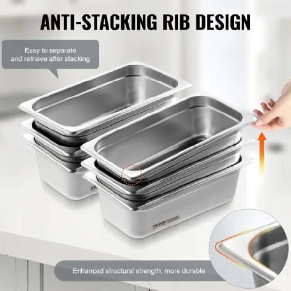 Dampbordsbakke, 1/3 størrelse, 32,6x17,7x9,9 cm, rustfrit stål, opbevaring Discount