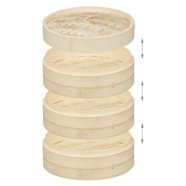 Madlavningsmaskiner>Dampkoger, Bambus 3-lags, 22.5x24 cm, Natur