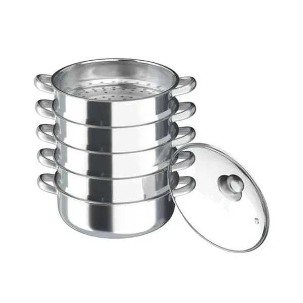 Madlavningsmaskiner>Dampkoger, Rustfrit Stål, Multi-Niveau Design,Lys Grå