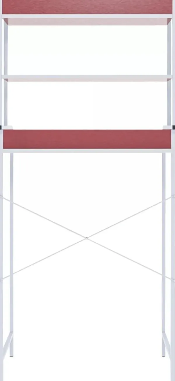 Vaskemaskiner>Darby Over-the-Washing Machine Shelf Unit with 3 Tiers - White Wood and Matte White Metal