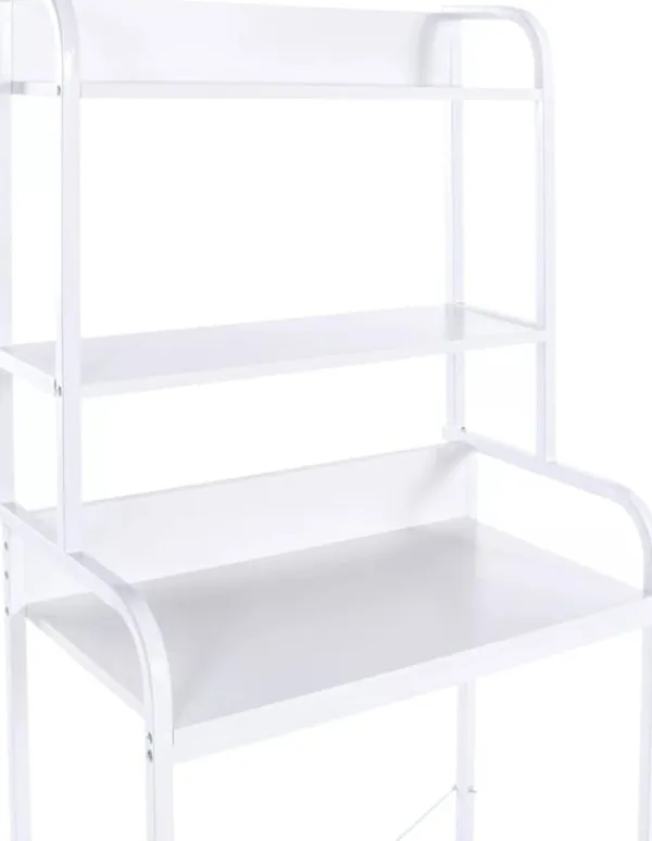 Vaskemaskiner>Darby Over-the-Washing Machine Shelf Unit with 3 Tiers - White Wood and Matte White Metal