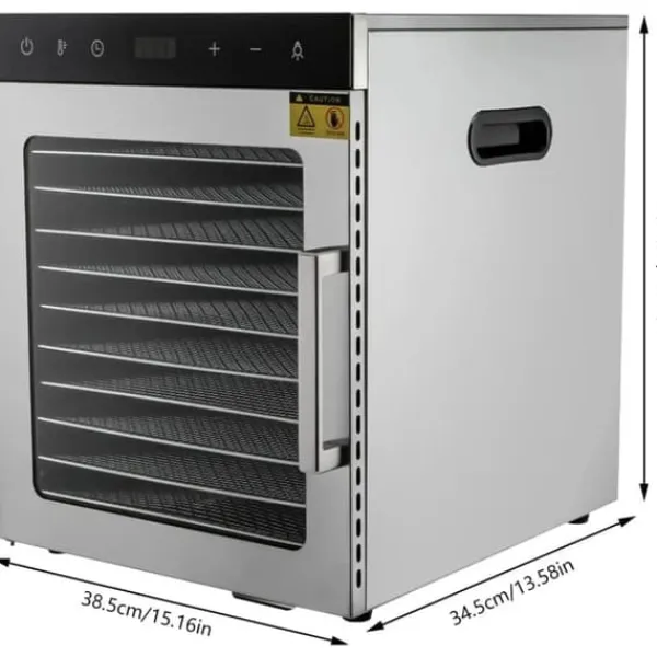 Dehydratorer>Dehydrator, 10 Bakker, Justerbar Temperatur,Sølv