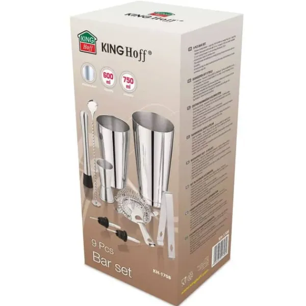 9-delt cocktail bartender sæt. KINGHOFF KH-1708 Shaker Online