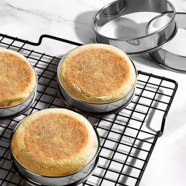 Bagning>6-delte scone ringe, bageringe rustfri stål engelske muffinringe dobbelt volumen nem at fjerne gør-det-selv-ring mousse kageform muffinringe velegnet | CDON