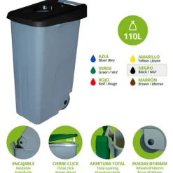 Denox Container Med Hjul 23250.090 110l Transparent Hot