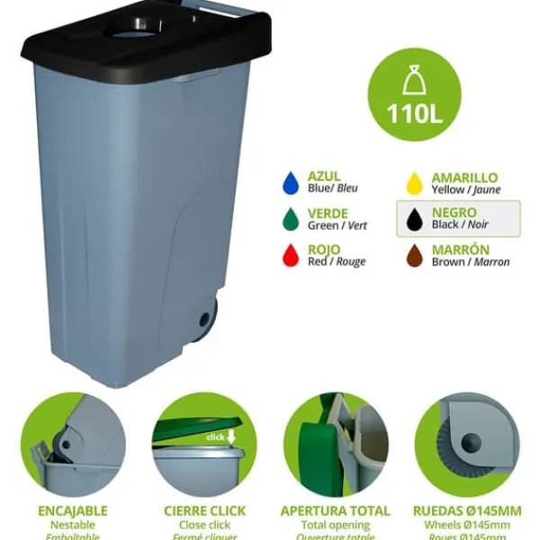 Denox Container Med Hjul 23250.090 110l Transparent Hot
